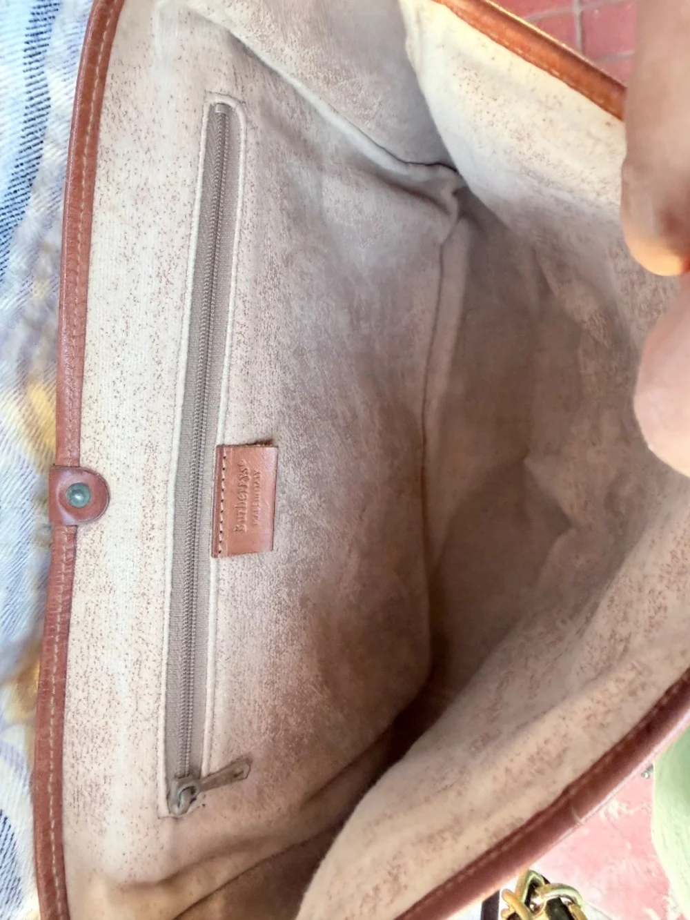 Vintage Burberrys Coated Canvas Messenger Crossbody Bag- OliveGrey